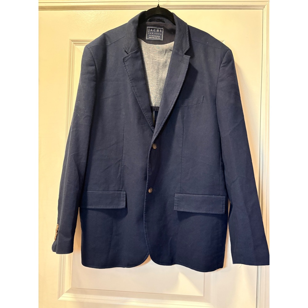 Jachs‎ New York Mens Navy Blue Linen Cotton Blend Blazer